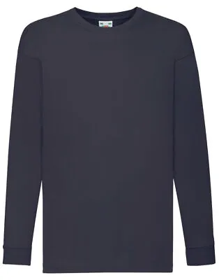 Buy Kids Long Sleeve T Shirt Plain Fruit Of The Loom Children Youth Boys Girls 61007 • 5.99£
