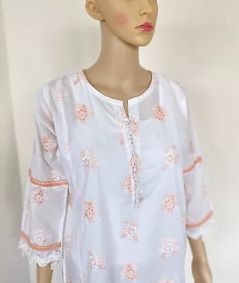Buy Pakistani/Indian Printed Cotton Embroidered Top/ Kurti / Shirt Stitched • 16£