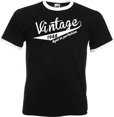 Buy 36th Birthday Gifts Presents Year 1988 Mens Ringer Vintage Retro T-Shirt Aged To • 12.99£