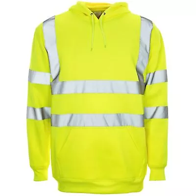 Buy Hi-Vis Drawstring Hooded Sweatshirt W/ Front Pocket Yellow Sizes S-4XL • 24.95£