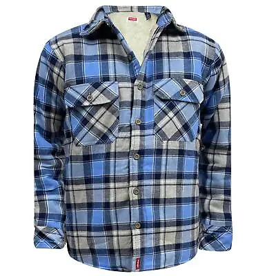 Buy Mens Lumberjack Fleece Padded Button Shirt Sherpa Fur Lined Winter Warm Jacket • 17.99£