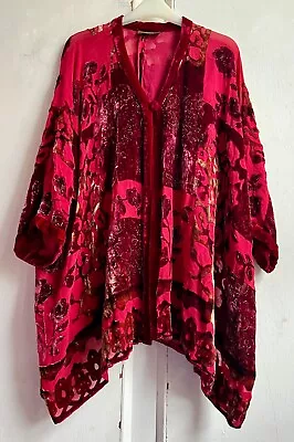 Buy Stunning *HAMPSTEAD BAZAAR* Floral Silk Devoré Velvet Kimono Jacket Coat Plus • 75£