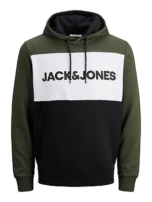 Buy Jack & Jones Men's Pullover Hoodies Long Sleeve Logo Print White Sweatshirt S-L • 24.99£