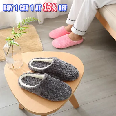 Buy Slippers Winter Warm Memory Foam Soft Piush Indoor Slip On Shoes Size 5.0-8.5 • 4.78£