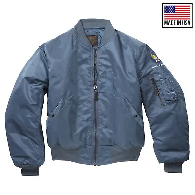 Buy Bomber Jacket Original US MA1 Flight Flying Military Vintage Blue Padded Coat • 68.39£