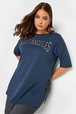 Buy Yours Curve Women's Plus Size 'Los Angeles' Glitter Embossed T-Shirt • 24.99£