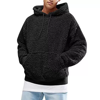Buy Mens Thick Fleece Plush Winter Warm Hoodie Plush Fur Pullover Hooded Sweatshirt. • 20.99£