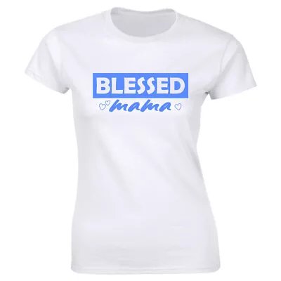 Buy Blessed Mama With Hearts White T-Shirt For Women Mom Tee • 12.78£