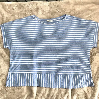 Buy Woolovers Blue & White Striped Linen Mix Oversized T Shirt Top Size XXL • 9.99£