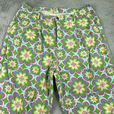 Buy Lucy And Yak Pants Womens 22 W42 Blue Green Floral Wide Leg Organic Twill Funky • 51.13£