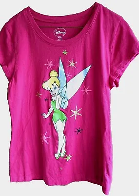 Buy Disney Tinkerbell T Shirt Short Sleeve Junior Size L Large 11/13 Pink • 8.01£