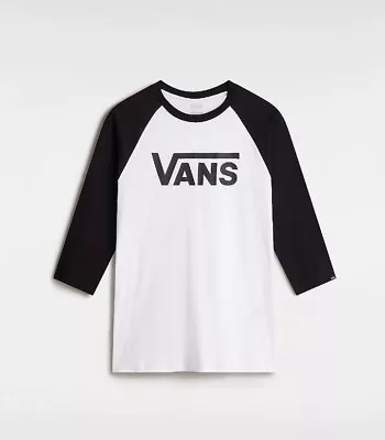 Buy Vans Mens Classic Raglan Logo T-Shirt / White Black / RRP £32 • 12£