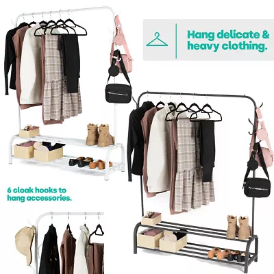 Buy Heavy Duty Clothes Rail Rack Garment Hanging Display Stand Shoe Storage Shelves  • 19.94£