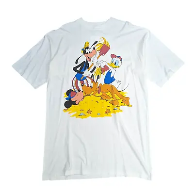 Buy 90s Disney Mickey Mouse T-Shirt In White Size XXL | Vintage Retro Goofy Donald • 18£