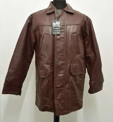 Buy Jt1314 Men's Brown Faux Leather Jacket Size M • 24.99£