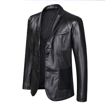 Buy New Fashion Pu Leather Jackets Button Outwear Men's Coats Jacket Coat Plus Size • 125.45£