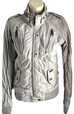 Buy KHUJO ‘Sambucha’ Grey Motorcycle Style Jacket Immaculate Condition Large 10/12 • 15£