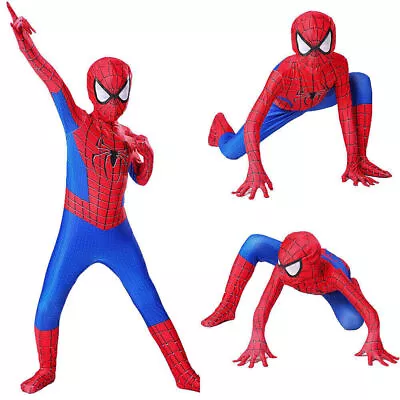 Buy Kids Boys Spiderman Cosplay Fancy Dress Carnival  Party Costume Jumpsuit Clothes • 9.88£