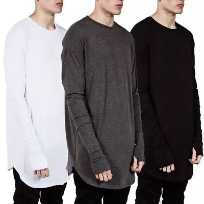 Buy Men's Casual Long Sleeve T-shirt Thumb Hole Loose Pullover Hip Pop Top Fashion  • 20.39£