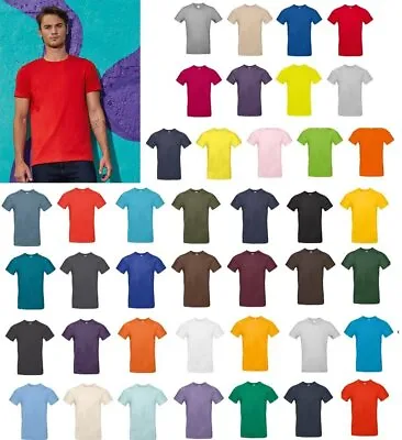 Buy B&C Collection #E190 TU03T - Mens Plain Cotton T-Shirt Mid Weight Straight Fit • 8.19£