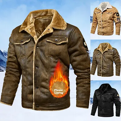 Buy Winter Jacket Mens Thicken Warm Fleece Lined Hooded Coat Fleece Long Outwear UK • 15.99£