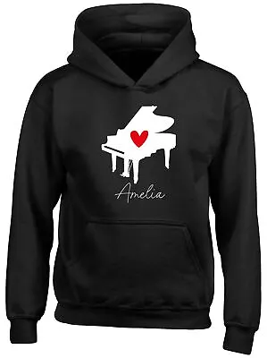 Buy Personalised Love Piano Kids Hoodie Any Name Red Heart Boys Girls Gift Top • 13.99£