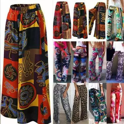 Buy Palazzo Pants Hippy Ali Baba Womens Wide Leg Baggy Gypsy Casual Boho Trousers • 10.40£