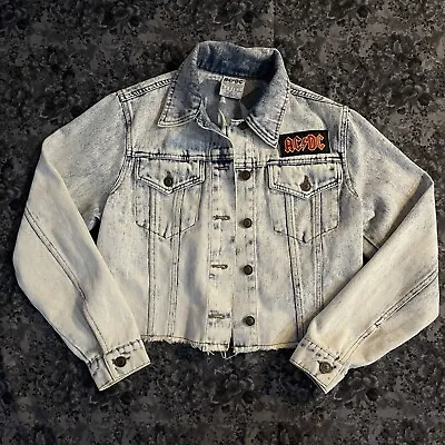 Buy Official Branded AC⚡️DC Lace Up Back Light Jean Jacket Acid Washed Size Small • 28.45£