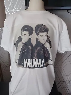 Buy Wham T-Shirt Band George Michael, Andrew Ridgeley White  Unisex Music Lovers 80' • 20£