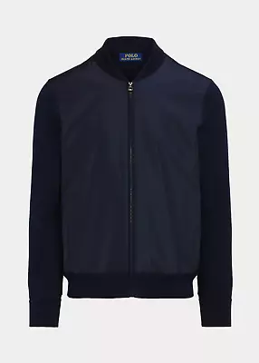 Buy Polo Ralph Lauren Navy Blue XL Hybrid Full Zip Nylon Wool Jacket Jumper 5417GB • 99£