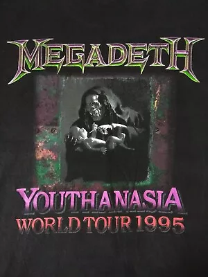 Buy Megadeth Band Rare Vintage T-Shirt Youthanasia 1995 World Tour Tee Size Large • 232£