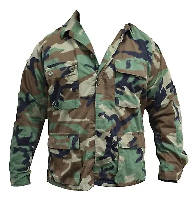 Buy US Army Vintage M81 Woodland Camo Military Ripstop BDU Combat Jacket Shirt • 19.99£