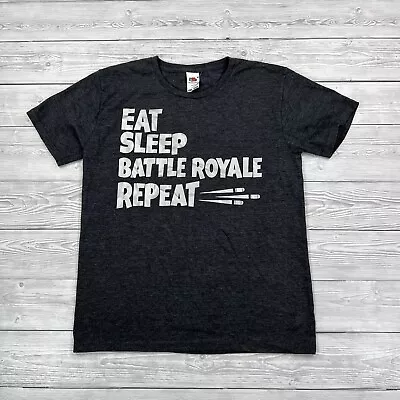 Buy Fruit OF The Loom Iconic Kids T-Shirt Grey 9-11 Eat Sleep Battle Royale Repeat • 8.95£