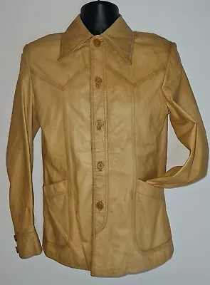 Buy Vintage 1970s Tan Leather Jacket Size 36 Retro 70s  • 55£