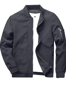 Buy KEFITEVD Men's Thin Baseball Jackets Casual Bomber Cargo Windbreaker Jacket UK L • 28.99£