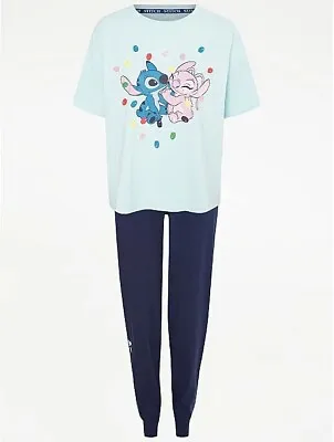 Buy Ladies Disney Stitch & Angel Cotton Pyjamas Women PJ's Size 14 Large • 20£