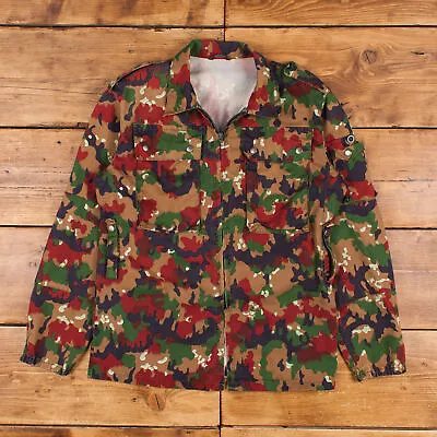 Buy Vintage Military Jacket L Swiss Camo Taz 83 Overshirt Camouflage Multicoloured • 38.87£