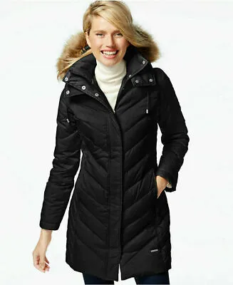 Buy Kenneth Cole Reaction Hooded Down Chevron Puffer Jacket Black L RRP $245 • 62£