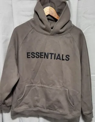 Buy FEAR OF GOD Essentials Ladies Khaki Logo Hoodie Pullover UK Large • 55£