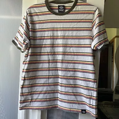 Buy Dickies T-Shirt Striped Short Sleeve  Mens Size Medium 100% Cotton • 12£
