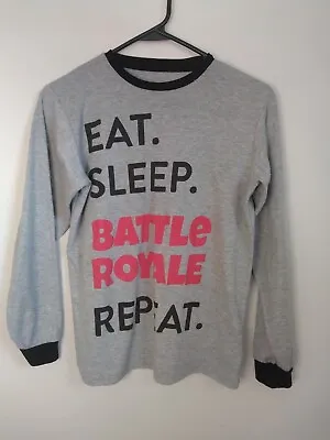 Buy Battle Royale Boys Pajama Top Long Sleeve  Size Large(16) Gray  • 1.89£