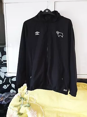 Buy Umbro Derby County Black Mesh Lined Zip Up Hooded Jacket Large • 12£