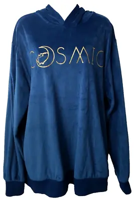Buy Pusheen Velour Hoodie Sweatshirt XL Gold Teal POCKETS Pullover Cosmic Moon Kitty • 33.07£