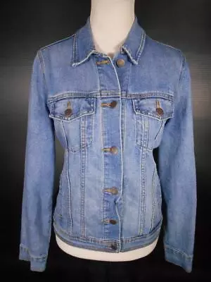 Buy Beautiful Women's Medium Old Navy Blue Jean Denim Long Sleeve Button Jean Jacket • 28.33£