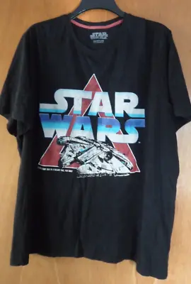 Buy Star War' Millennium Falcon  ' T Shirt Black XXL Good Worn Condition • 8.99£