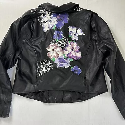 Buy Torrid 2 Moto Jacket Womens 2X Cropped Black Floral Faux Leather Biker Grunge • 27.78£
