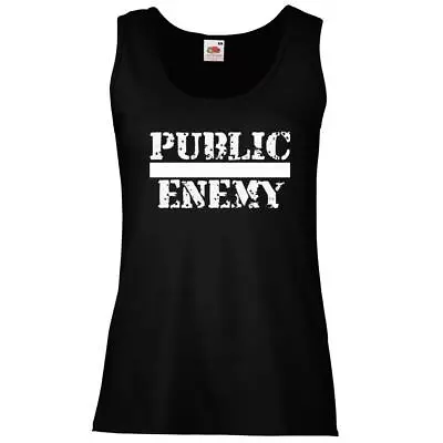 Buy Ladies Black Public Enemy Connor T2 Sci-Fi Movie Quote Vest • 10.95£