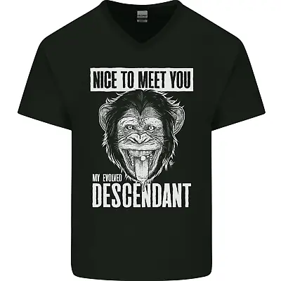 Buy Chimp Evolved Descendant Funny Monkey Ape Mens V-Neck Cotton T-Shirt • 8.99£