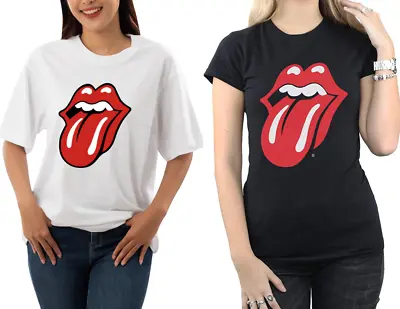 Buy Womens Rolling Stones Lip Tong Print Short Sleeve T Shirt Vintage Rock Ladies Te • 8.99£