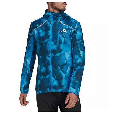 Buy Adidas Marathon Running Jacket Graphic Print Blue Mens • 52.99£